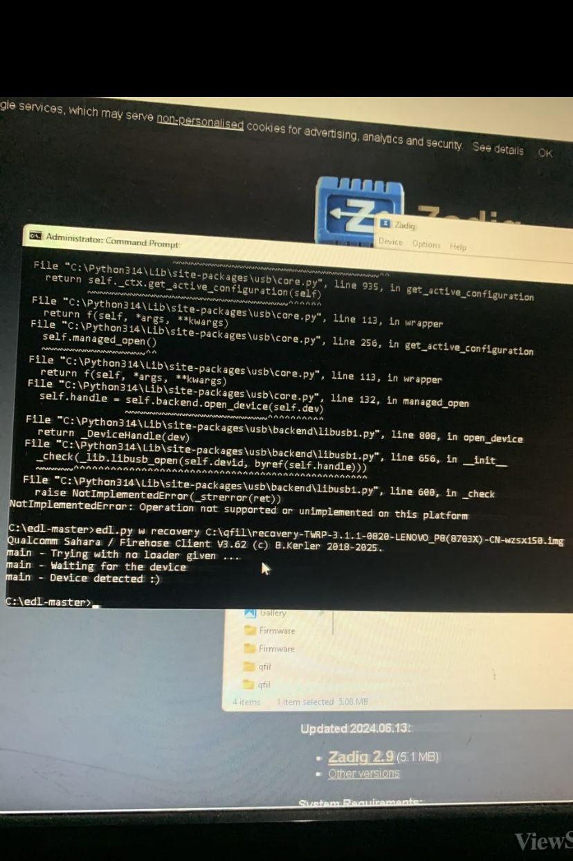 edl.py on Windows failing with NotImplementedError from libusb